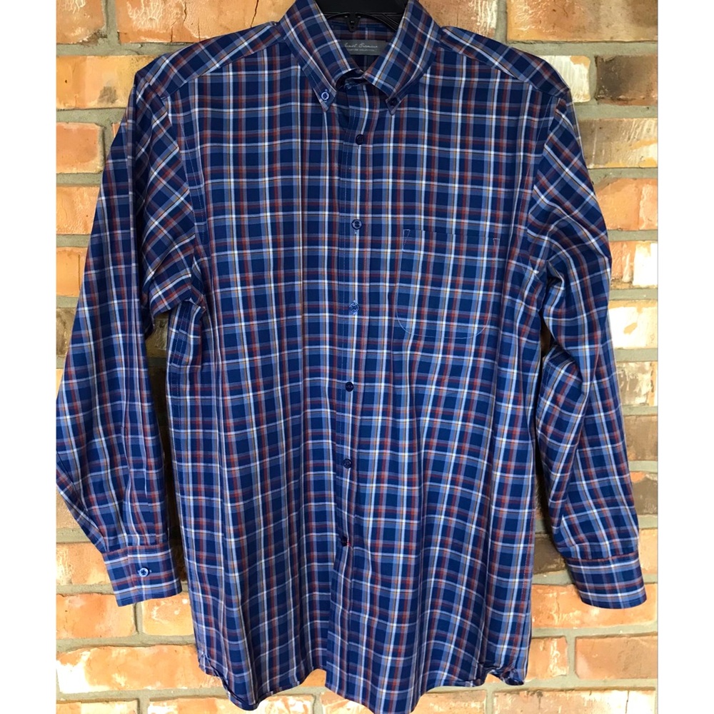 Daniel Cremieux Men’s Blue Plaid Long Sleeve Button Down Shirt  Size Medium
